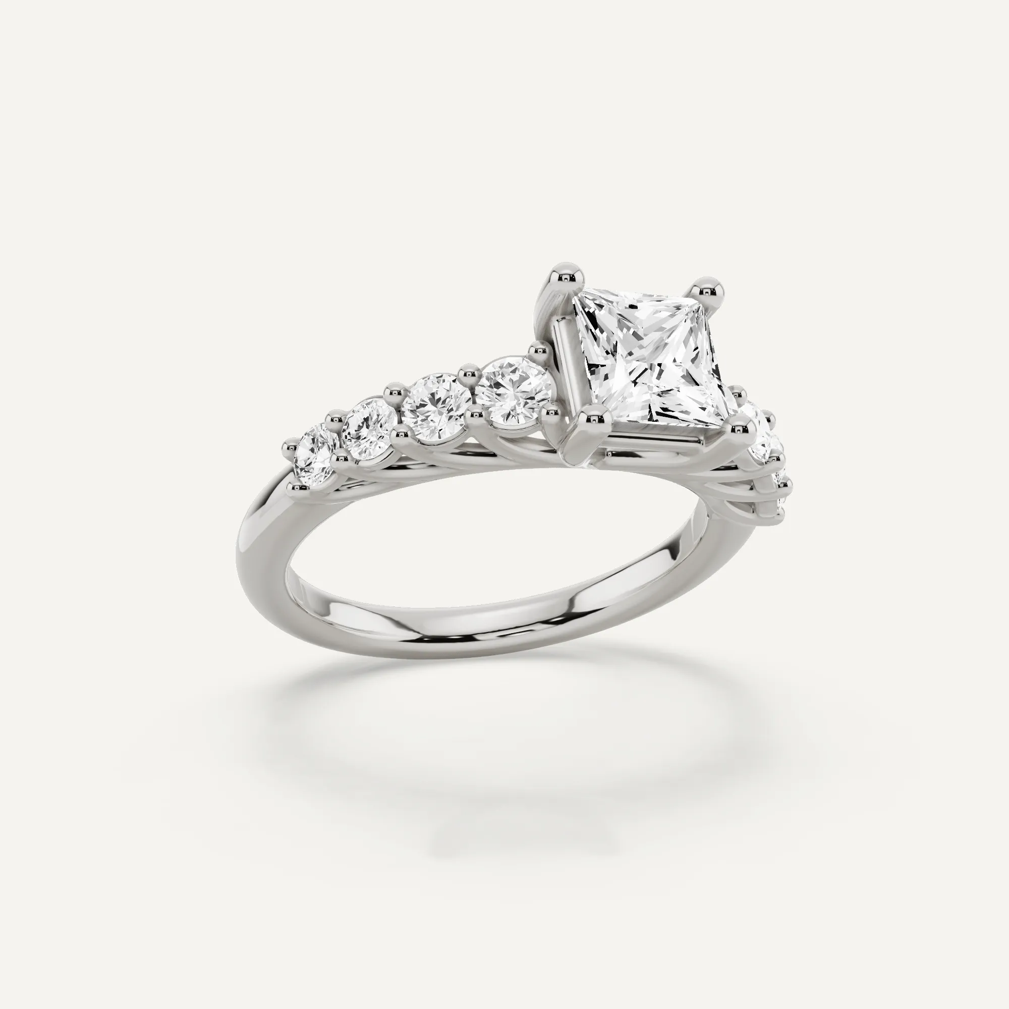 1 1/2 ctw Princess Diamond Graduating Side Stone Engagement Ring