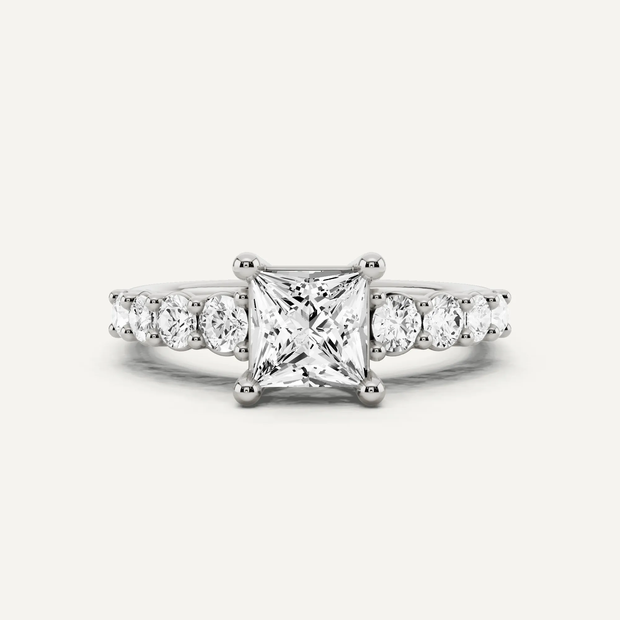 1 1/2 ctw Princess Diamond Graduating Side Stone Engagement Ring