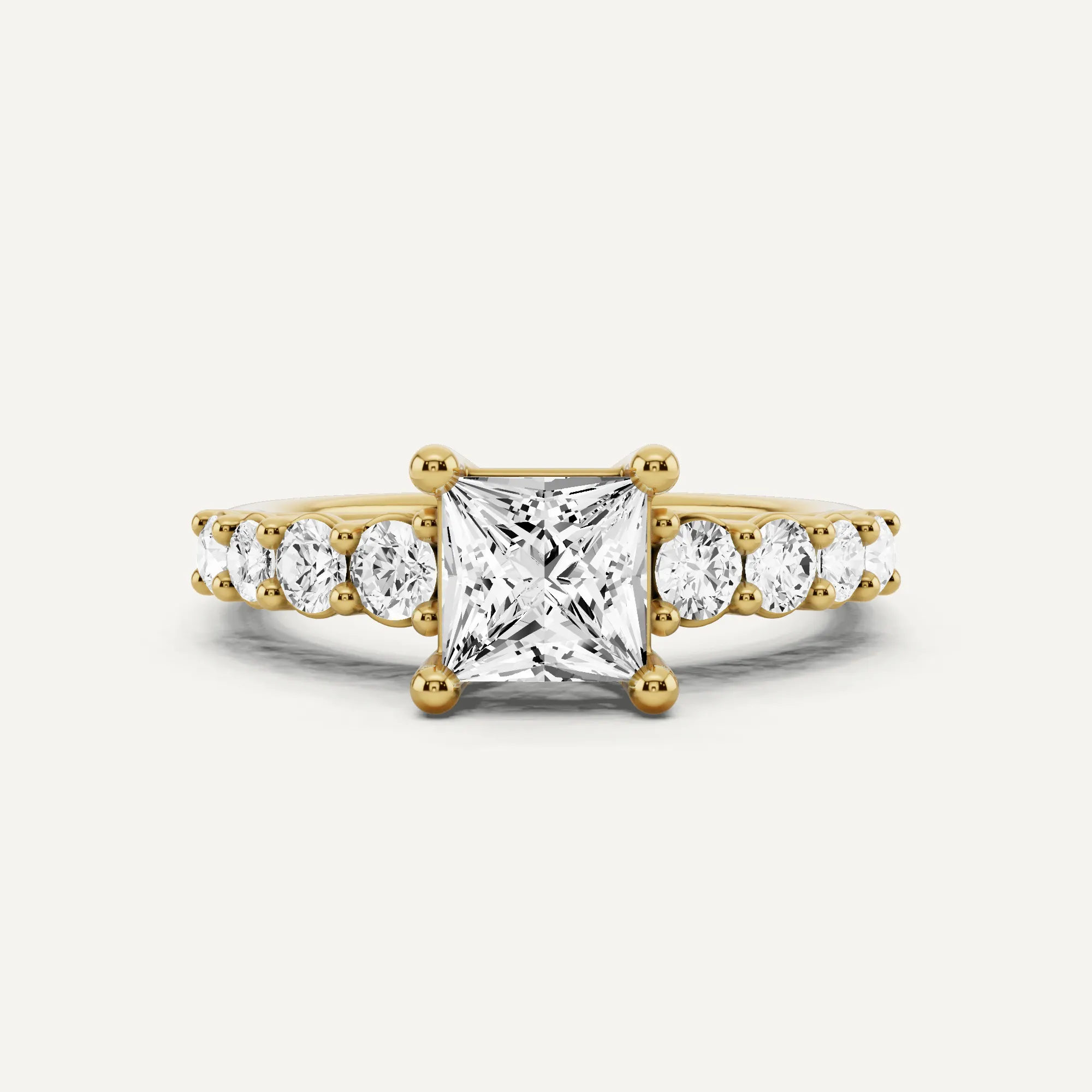 1 1/2 ctw Princess Diamond Graduating Side Stone Engagement Ring