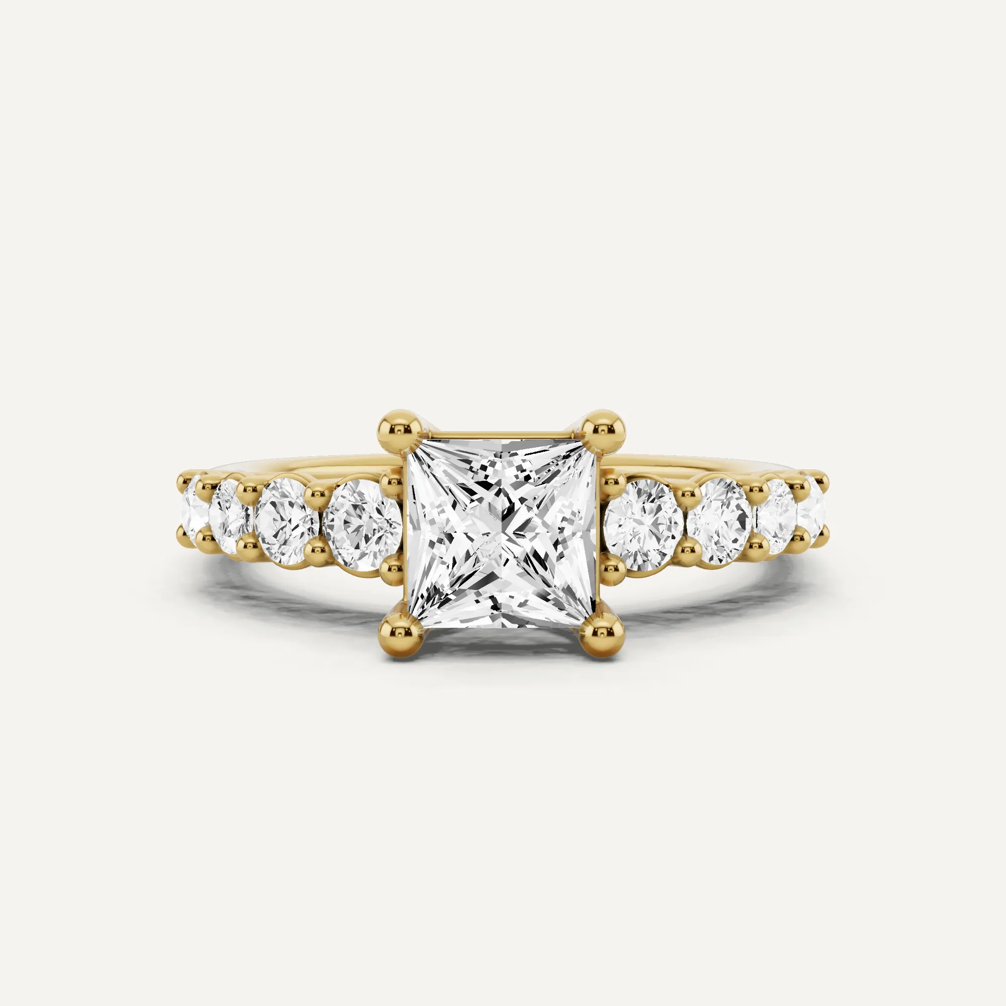 1 1/2 ctw Princess Diamond Graduating Side Stone Engagement Ring