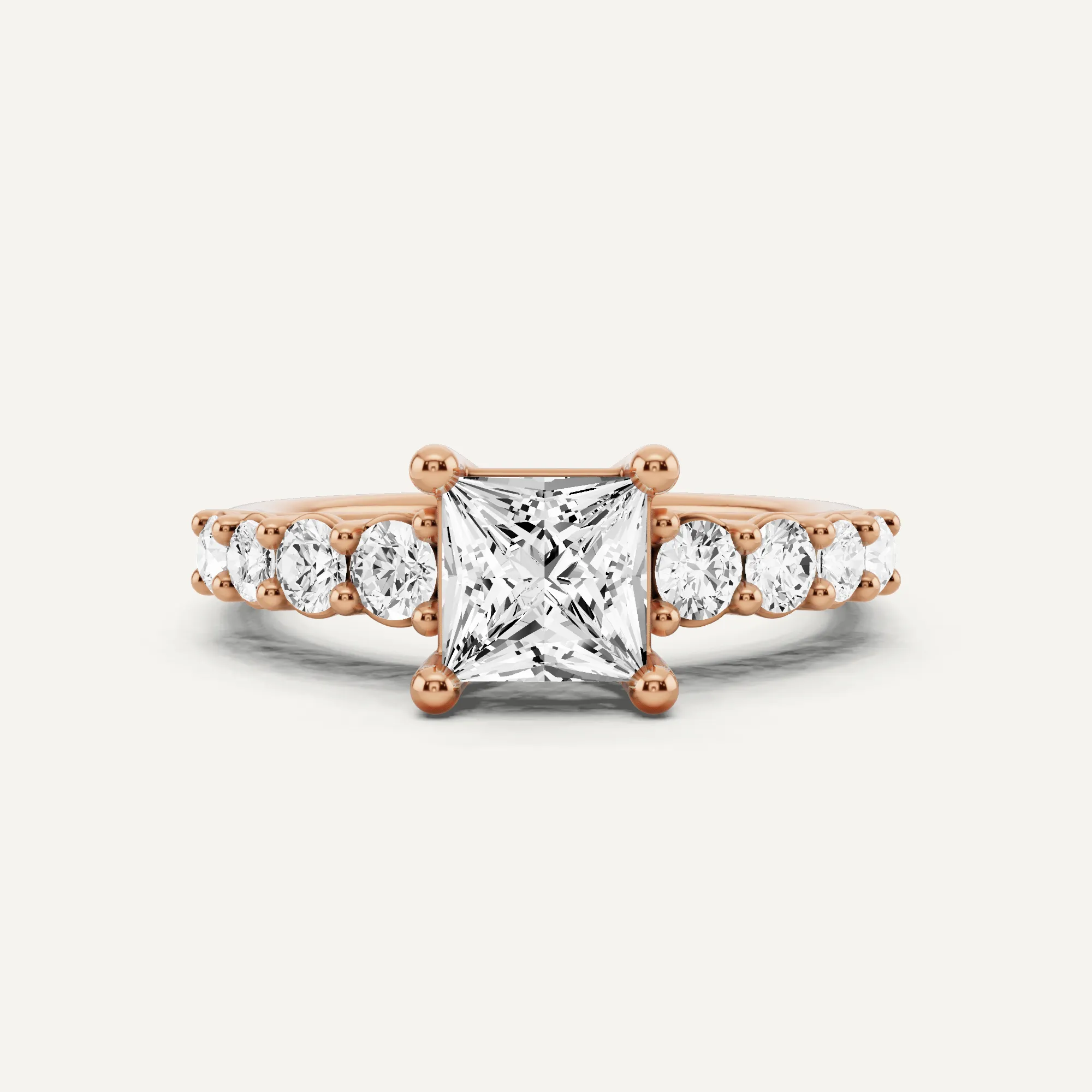 1 1/2 ctw Princess Diamond Graduating Side Stone Engagement Ring
