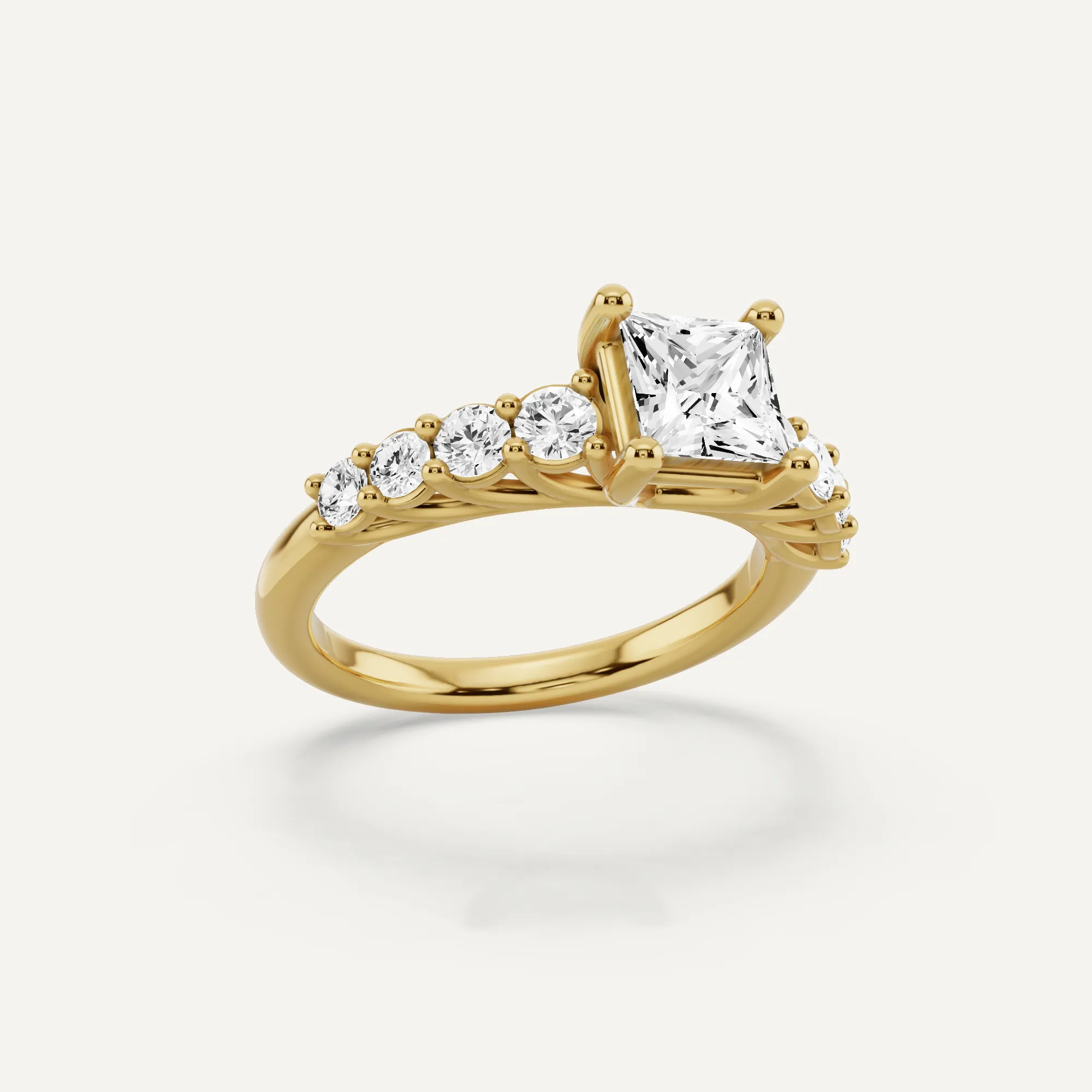 1 1/2 ctw Princess Diamond Graduating Side Stone Engagement Ring