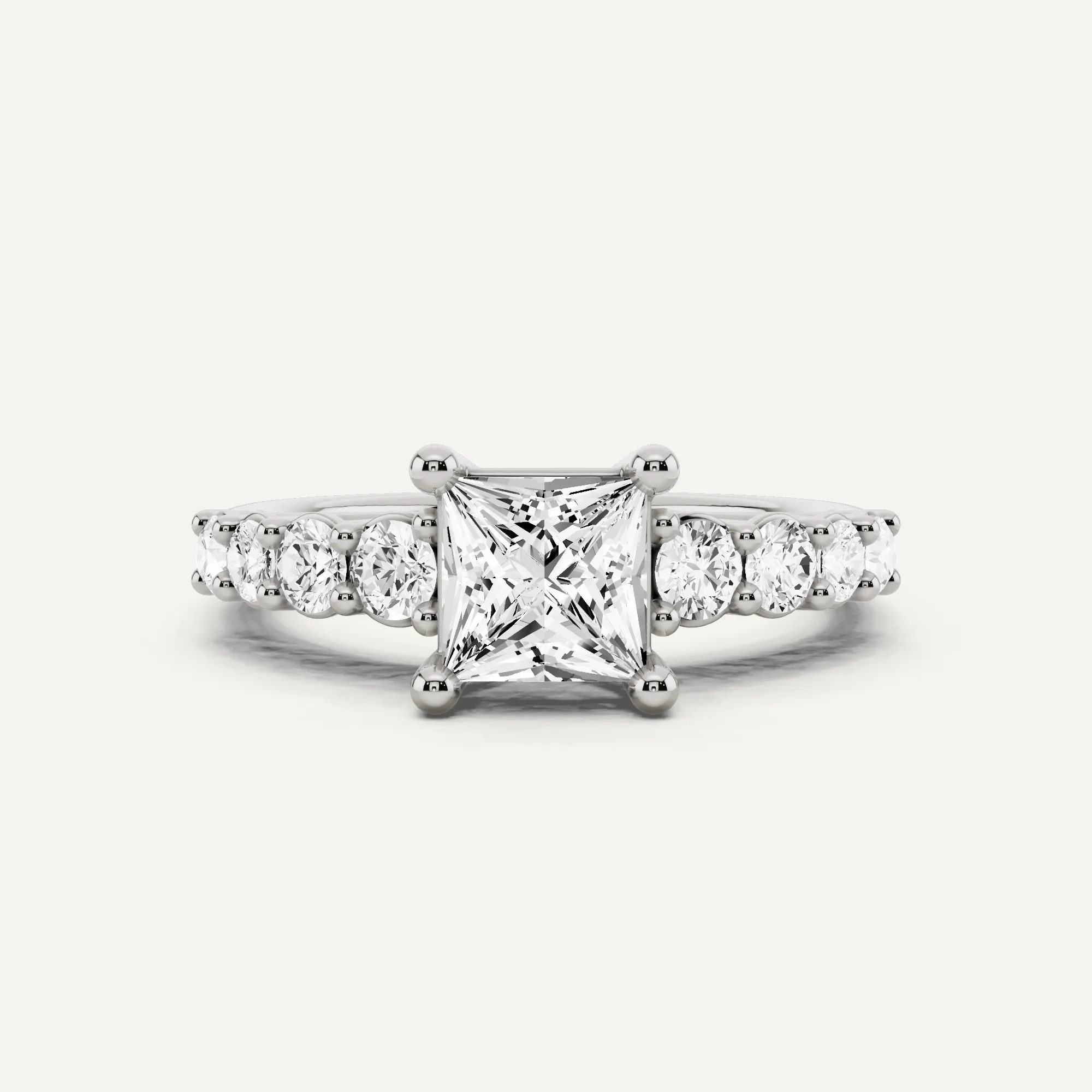 1 1/2 ctw Princess Diamond Graduating Side Stone Engagement Ring