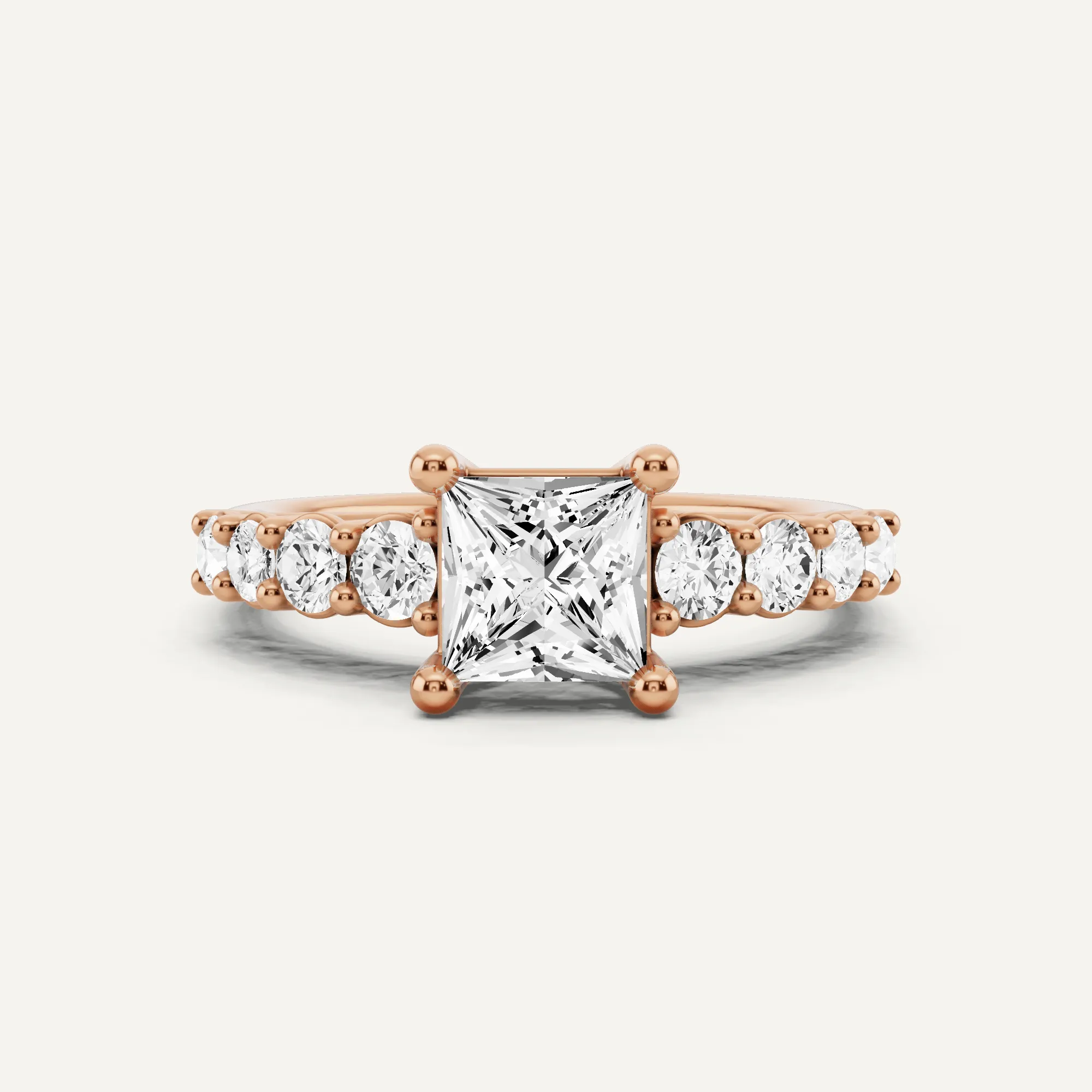 1 1/2 ctw Princess Diamond Graduating Side Stone Engagement Ring