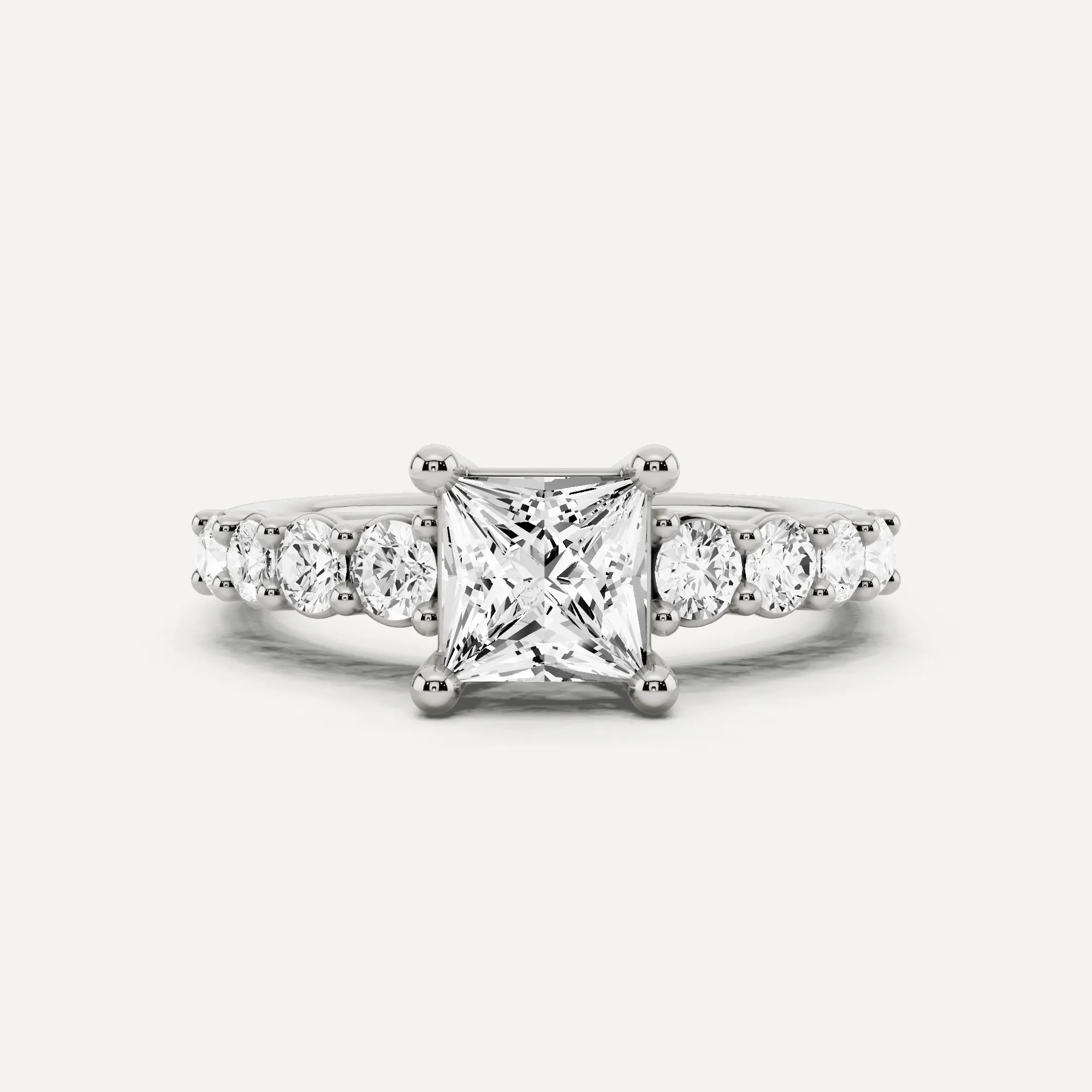 1 1/2 ctw Princess Diamond Graduating Side Stone Engagement Ring