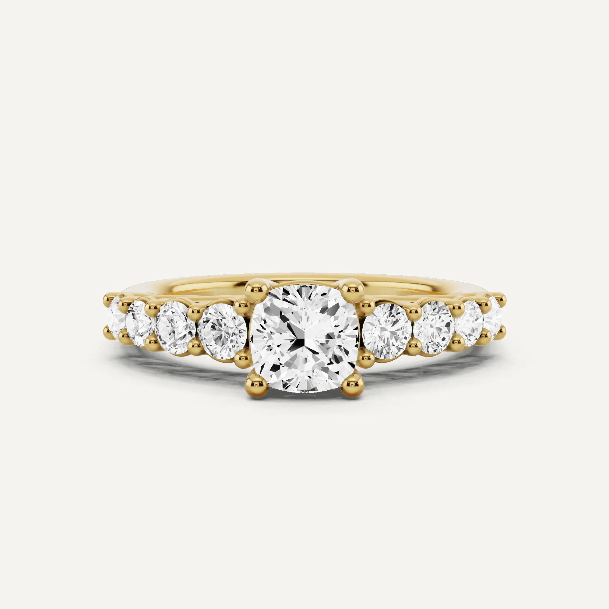 1 1/4 ctw Cushion Diamond Graduating Side Stone Engagement Ring