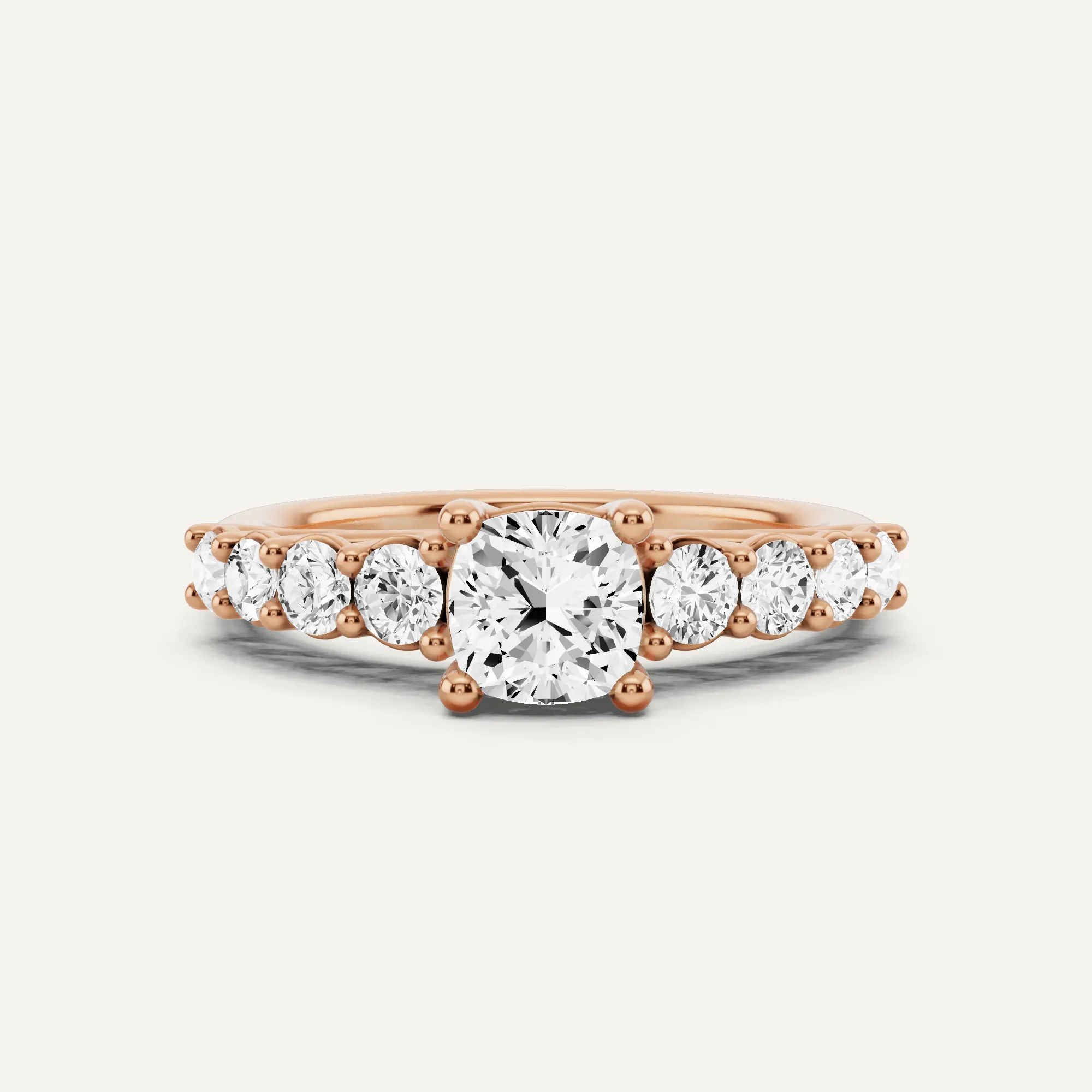 1 1/4 ctw Cushion Diamond Graduating Side Stone Engagement Ring
