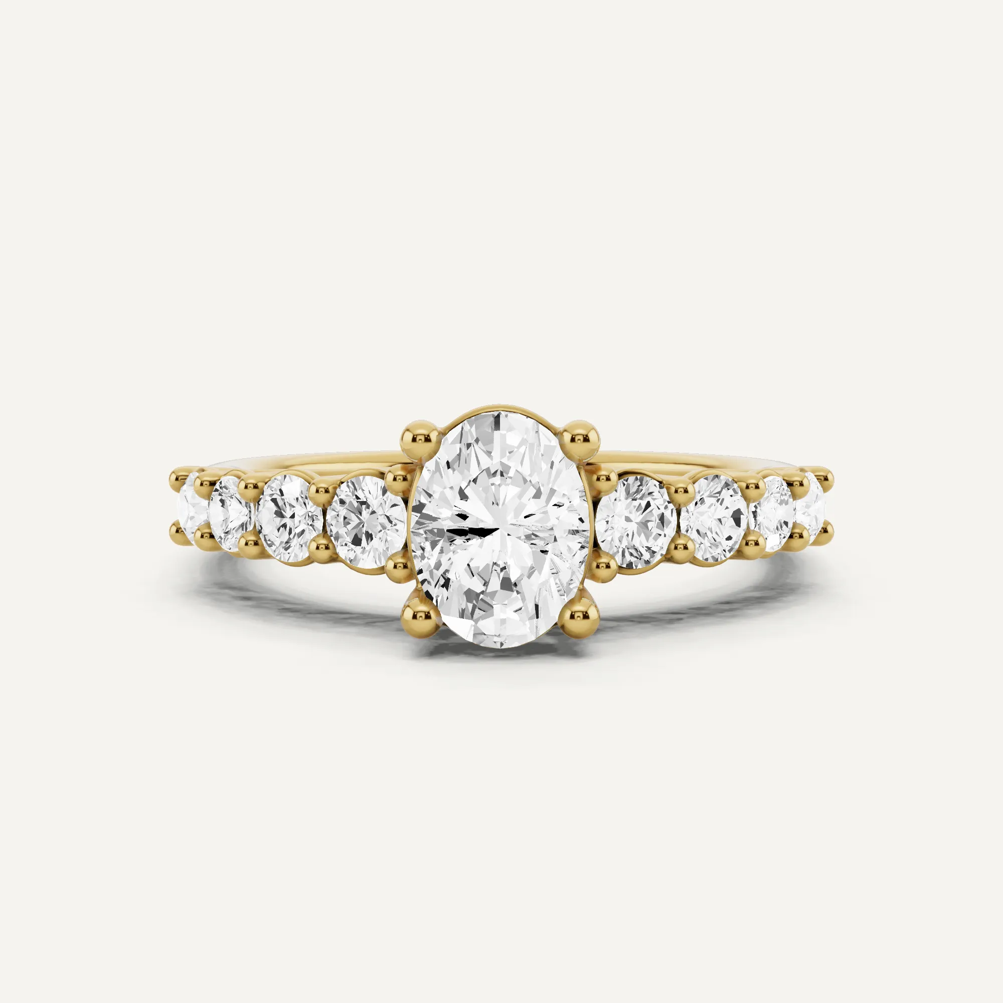 1 1/4 ctw Oval Diamond Graduating Side Stone Engagement Ring