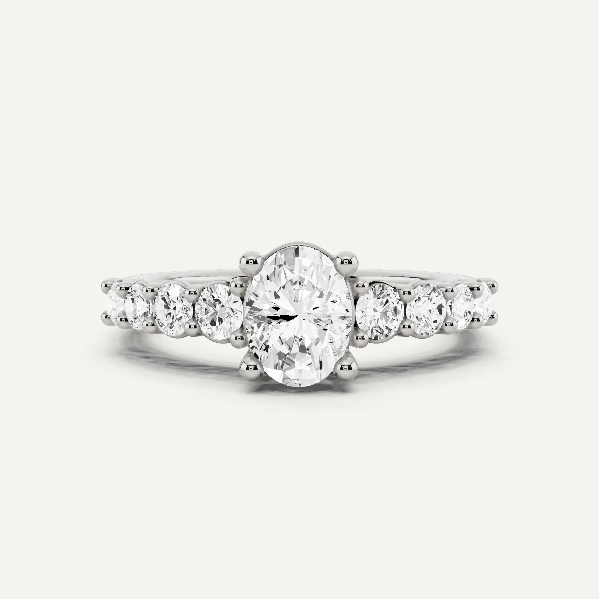 1 1/4 ctw Oval Diamond Graduating Side Stone Engagement Ring