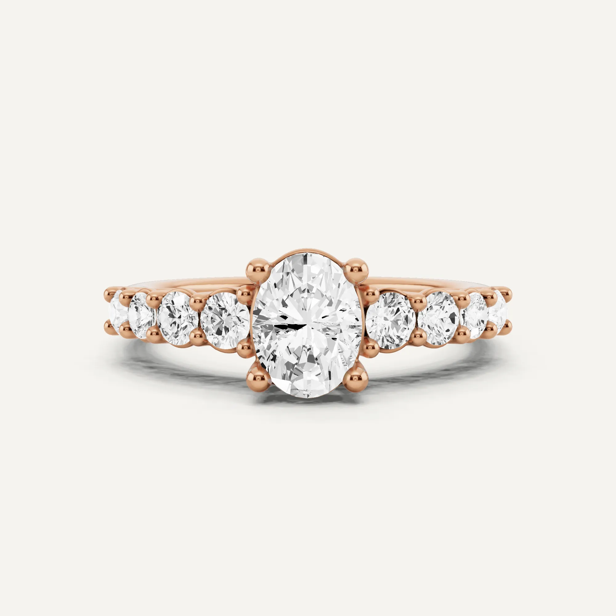 1 1/4 ctw Oval Diamond Graduating Side Stone Engagement Ring