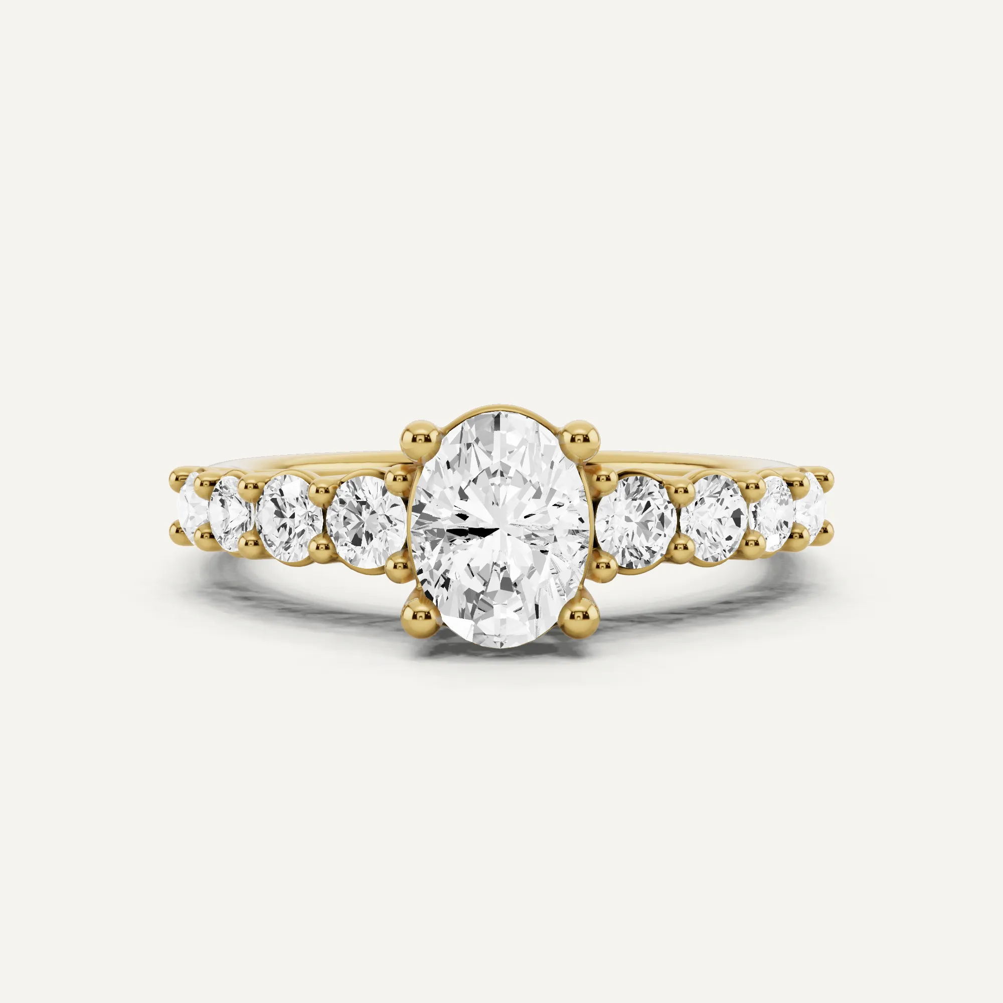 1 1/4 ctw Oval Diamond Graduating Side Stone Engagement Ring