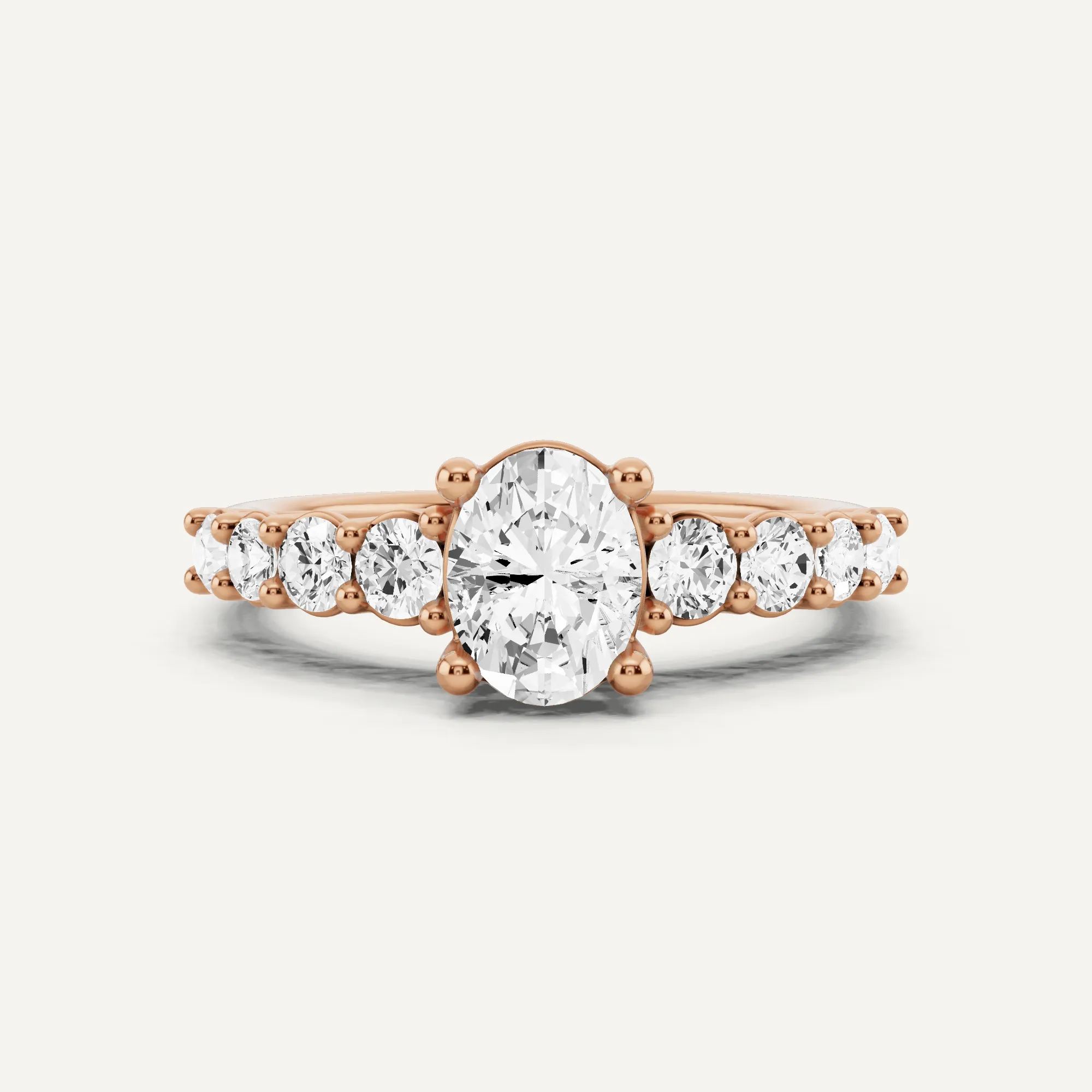 1 1/4 ctw Oval Diamond Graduating Side Stone Engagement Ring