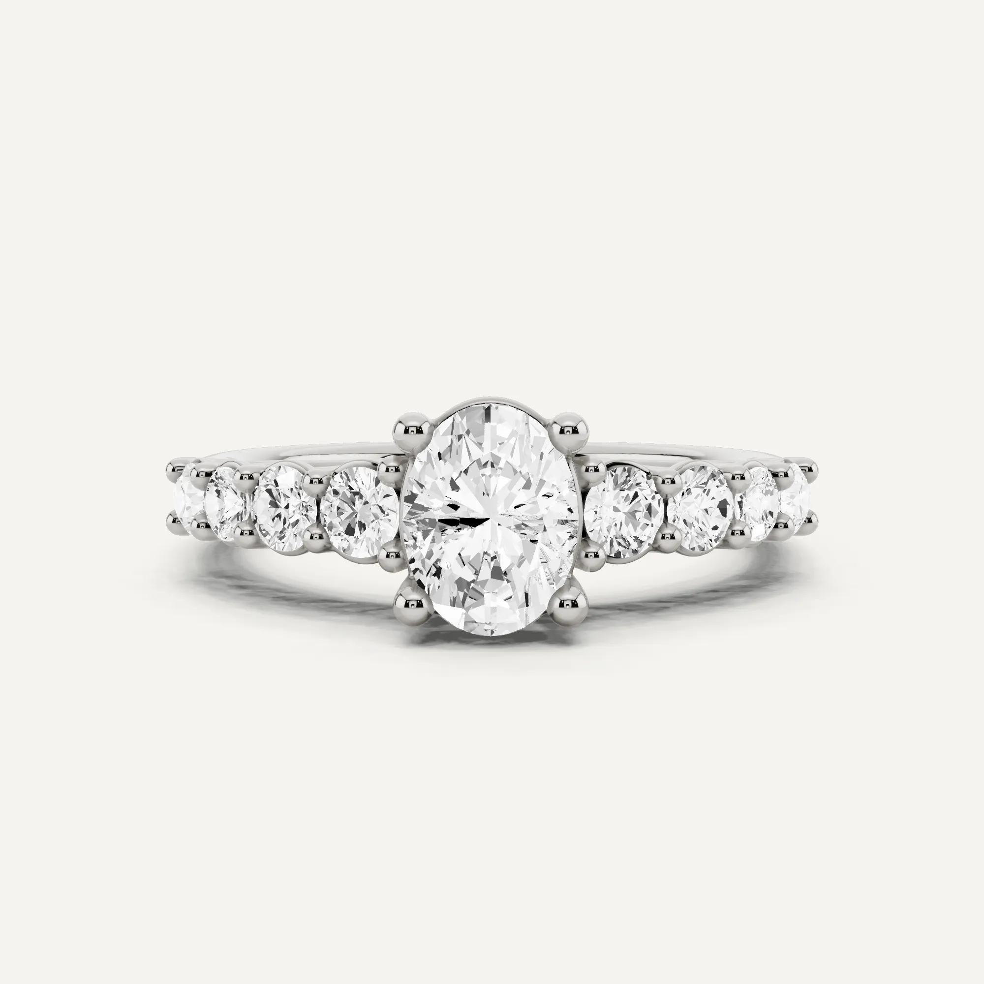 1 1/4 ctw Oval Diamond Graduating Side Stone Engagement Ring