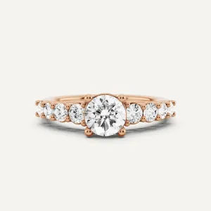 1 1/4 ctw Round Diamond Graduating Side Stone Engagement Ring