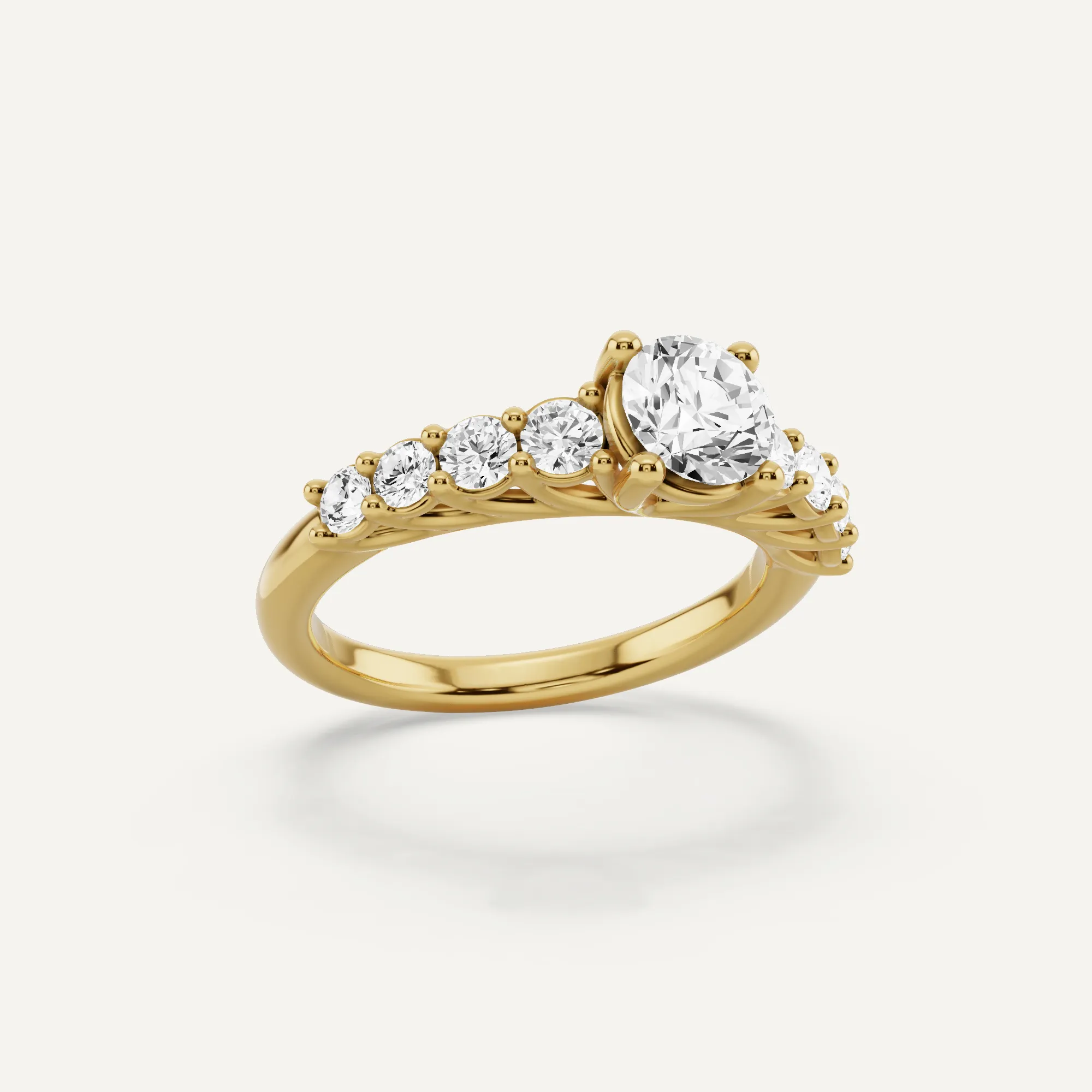 1 1/4 ctw Round Diamond Graduating Side Stone Engagement Ring