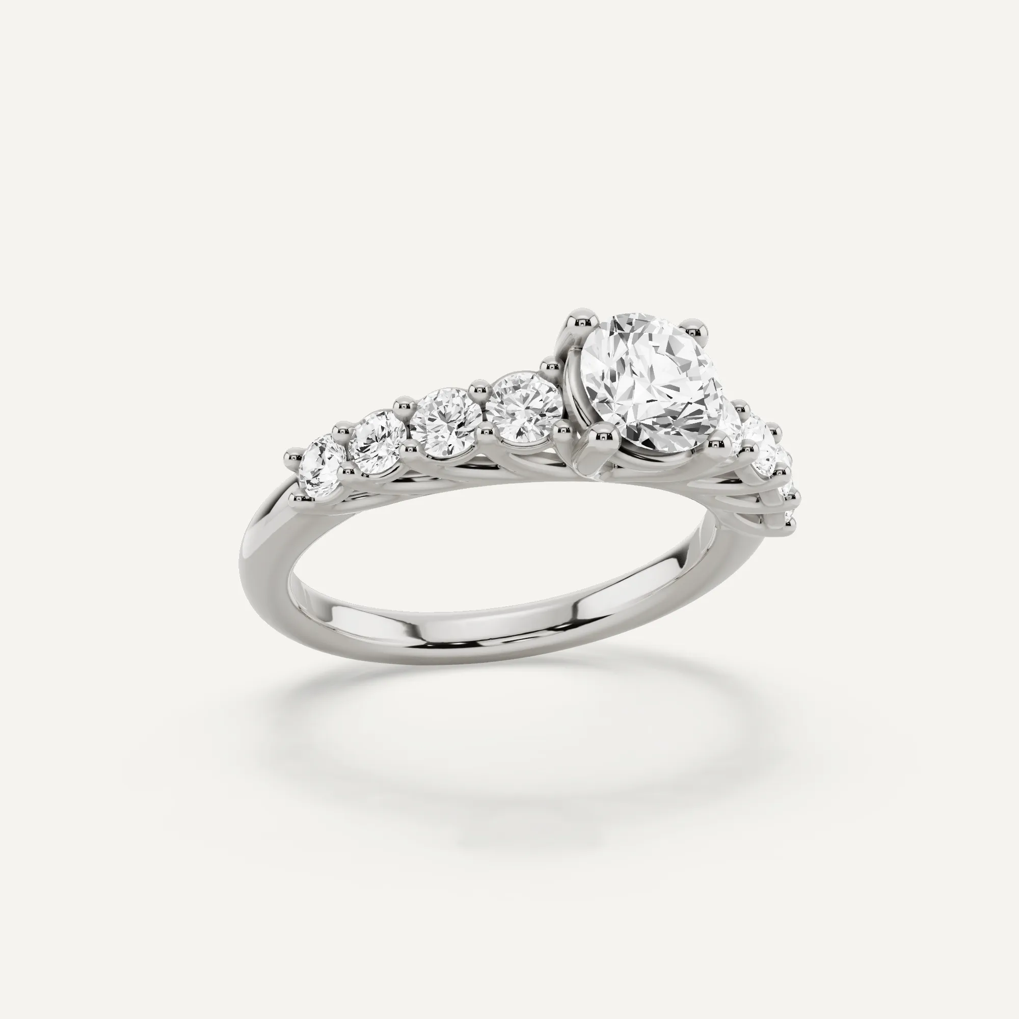 1 1/4 ctw Round Diamond Graduating Side Stone Engagement Ring