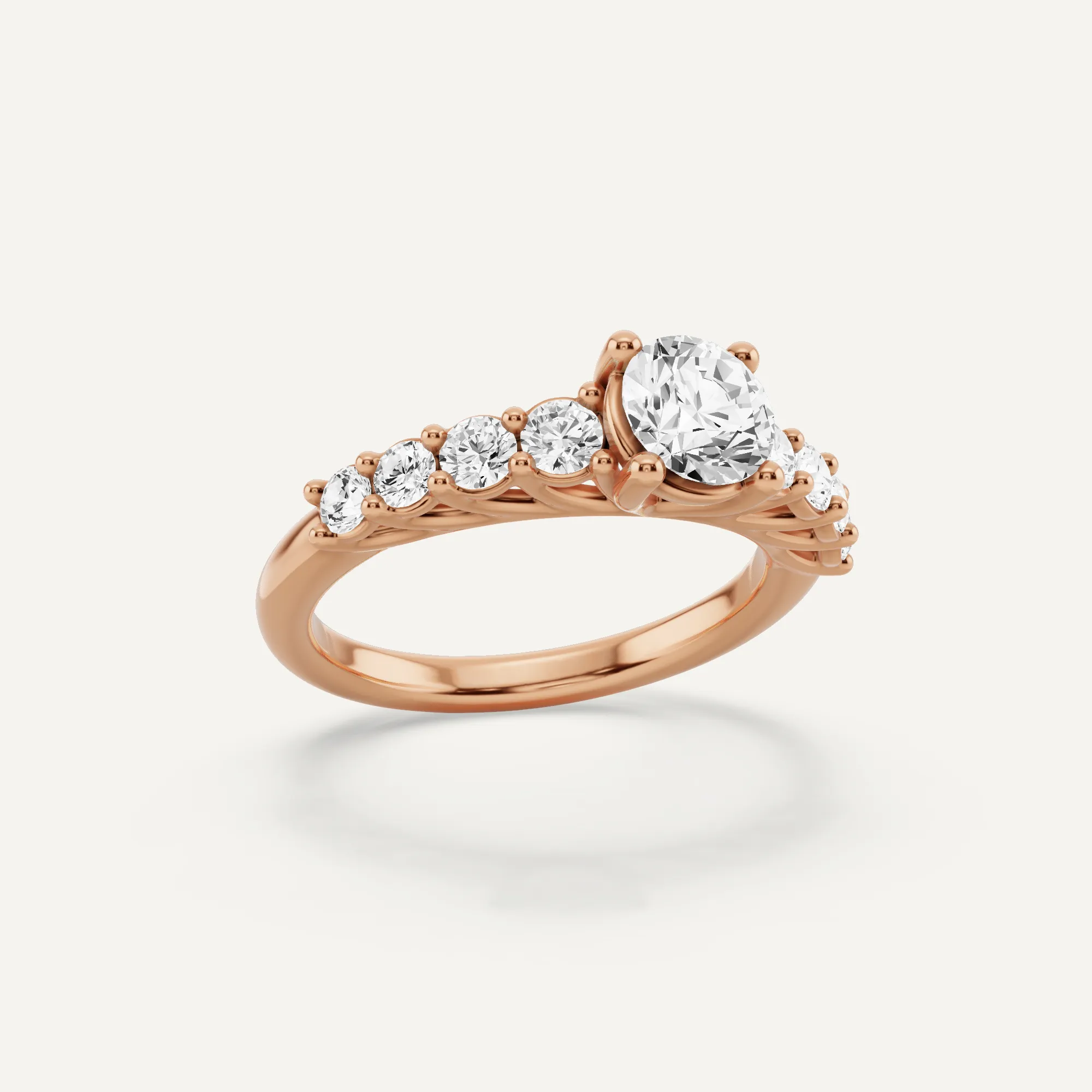 1 1/4 ctw Round Diamond Graduating Side Stone Engagement Ring