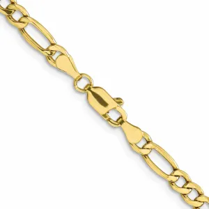 10k Yellow Gold 4.75mm Semi-Solid Figaro 7-inch Chain