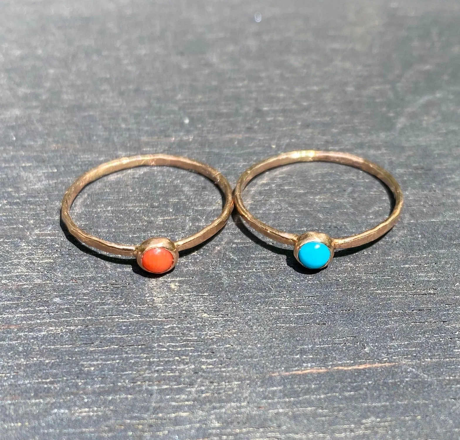 14k rose gold and 3mm coral stacking ring