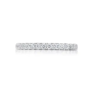 18k White Gold French Pave Diamond Eternity Wedding Band