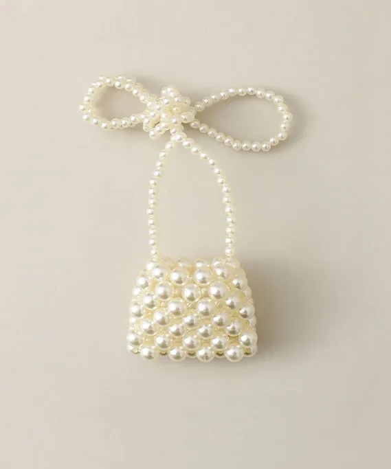 2024 New Kids Girls Pearl Woven Crossbody Bag Handbag IU005