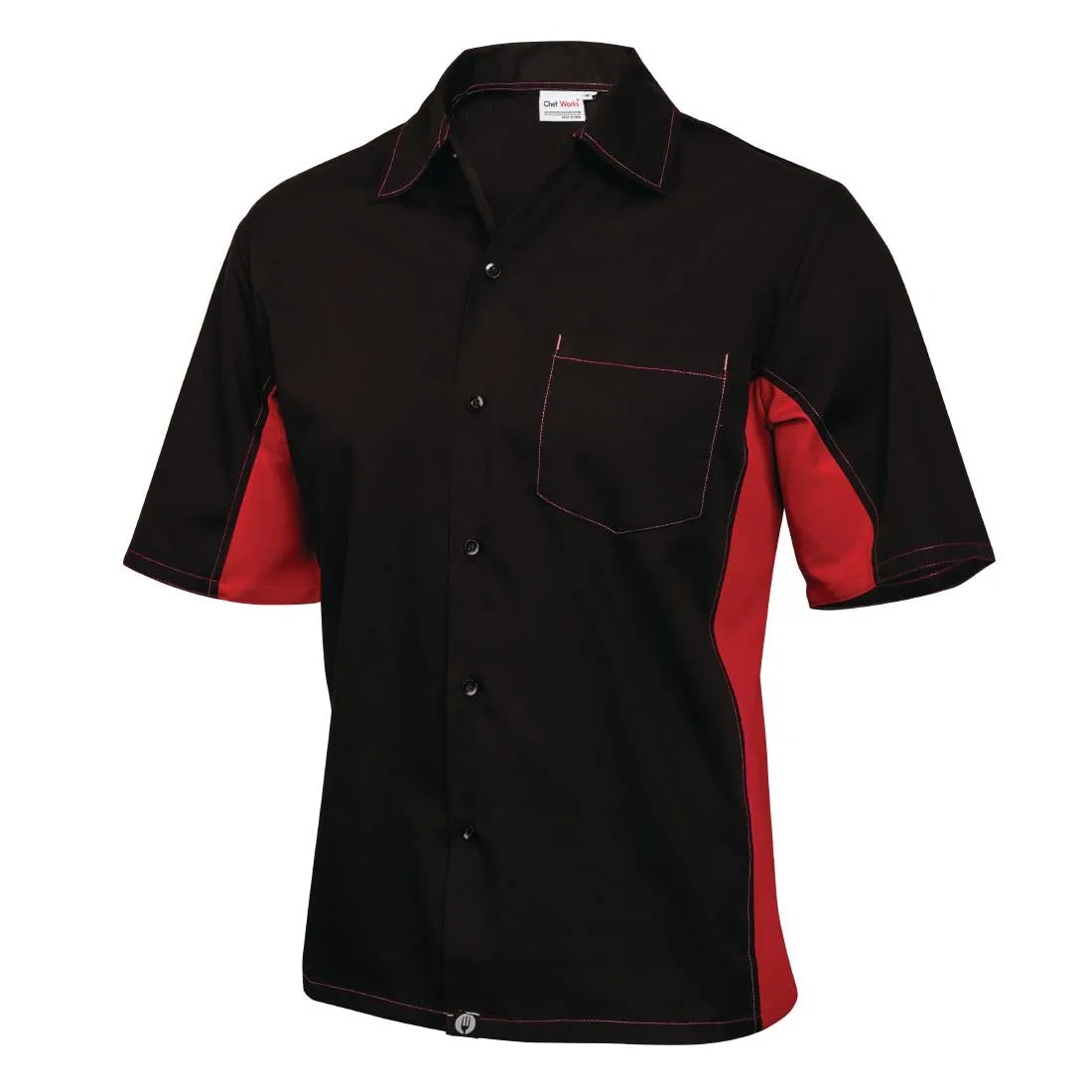 A952-XS Colour by Chef Works Unisex Contrast Shirt Black and Red XS
