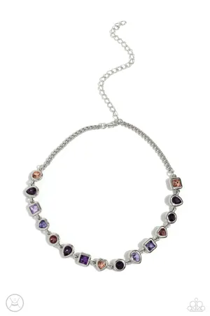 Abstract Admirer - Purple - Colored Shape Gem Paparazzi Choker Necklace