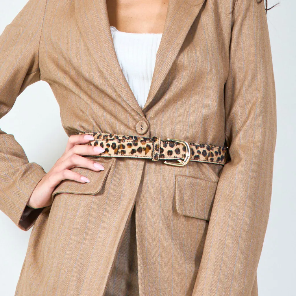 Animal print belt with gold buckle wholesale
