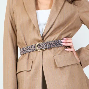 Animal print belt with gold buckle wholesale