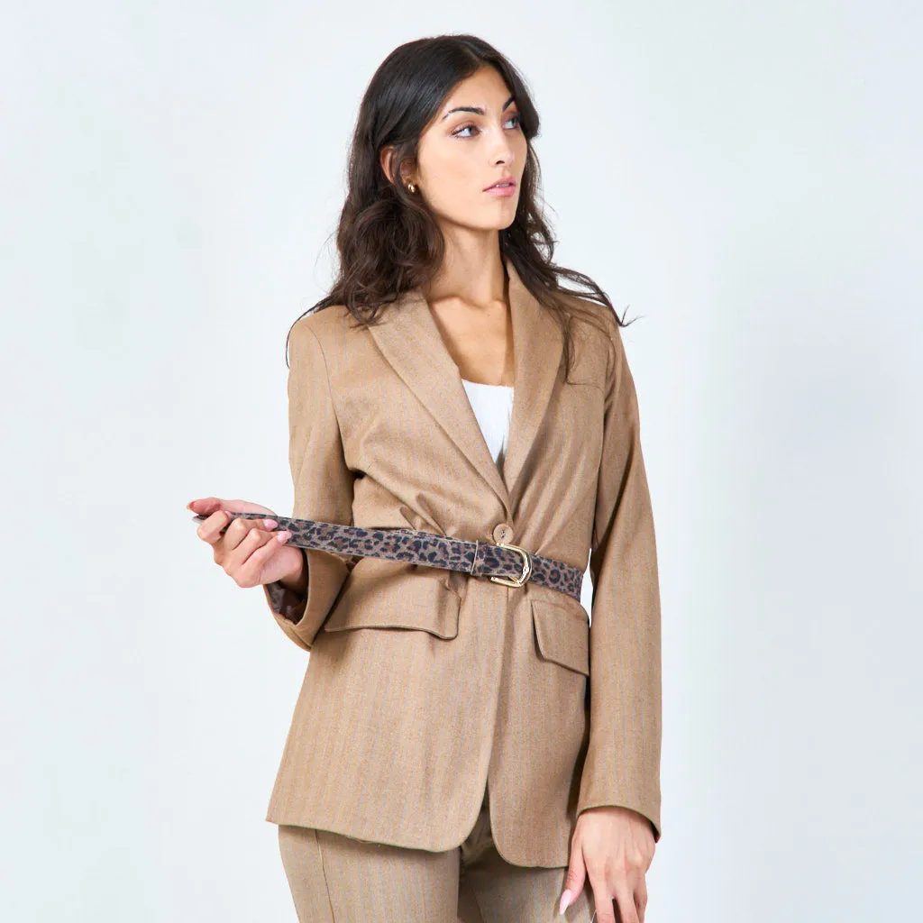 Animal print belt with gold buckle wholesale