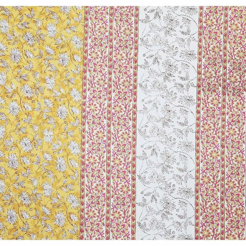 Artifact Floral Printed Bedsheet - Yellow