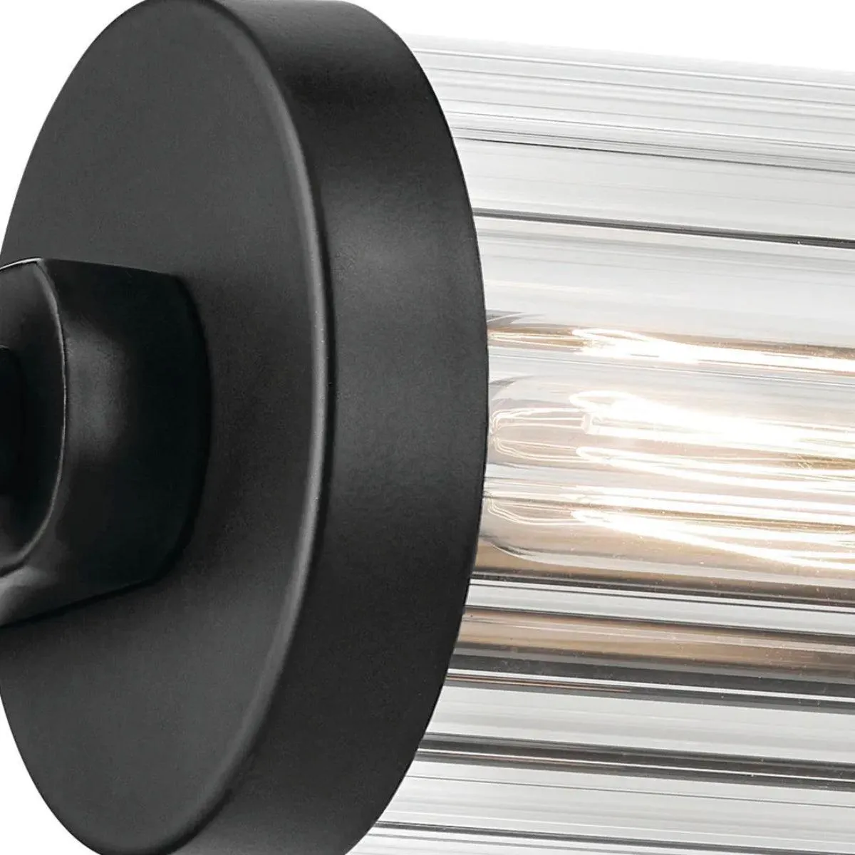 Azores 32 In 5-Lights Bathroom Vanity Light With Clear Fluted Glass, Black Finish