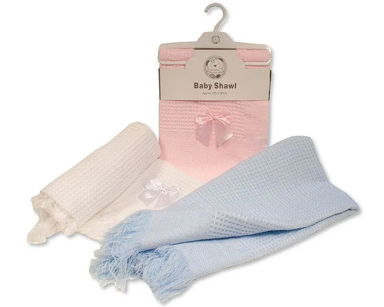 Baby Acrylic Shawl with Bow (115x115cm) (PK1) BW-110-092