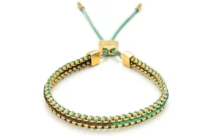 Bloom Gold, Taupe & Green Braided Bracelet