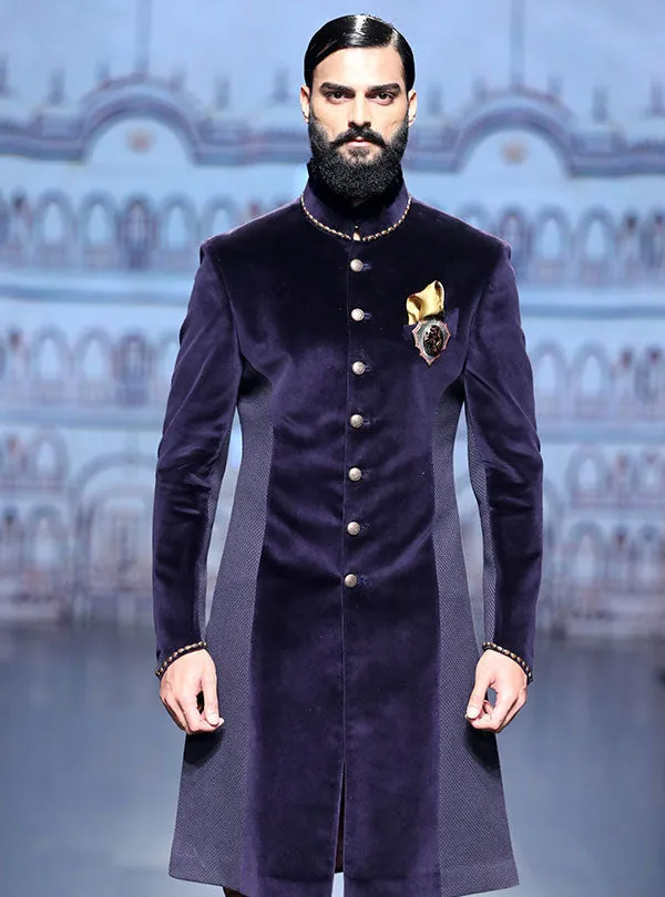 Blue Velvet Achkan