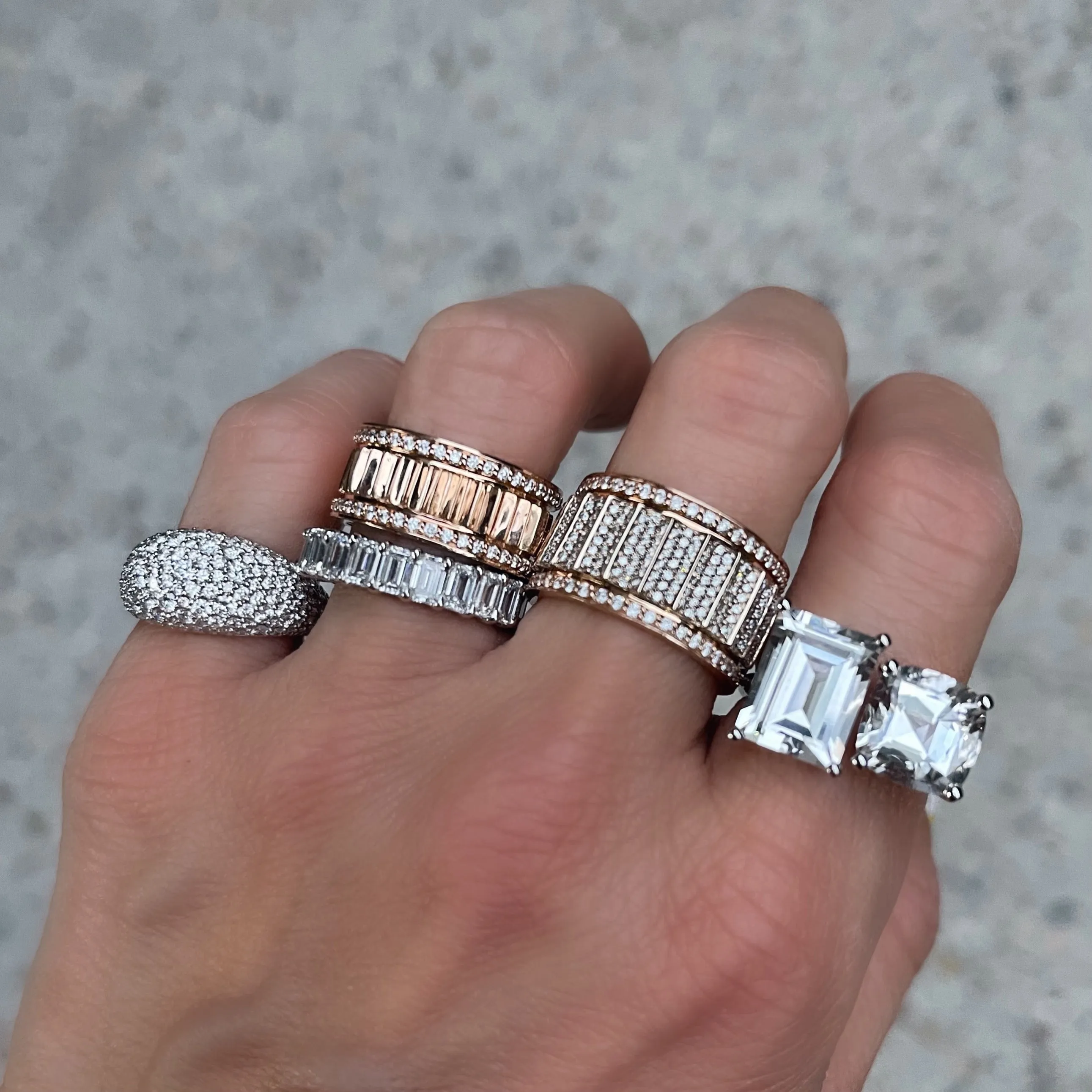 Bold 2-Stone Ring with White Topaz Cushion & Baguette