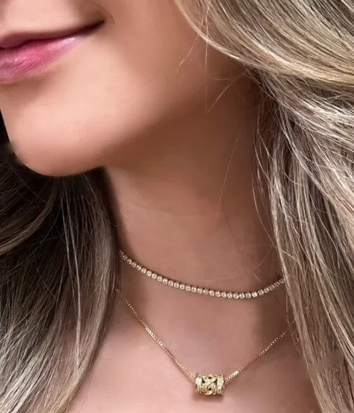 Choker: CZ  Basket Set Necklace: Gold Vermeil (NG4645)