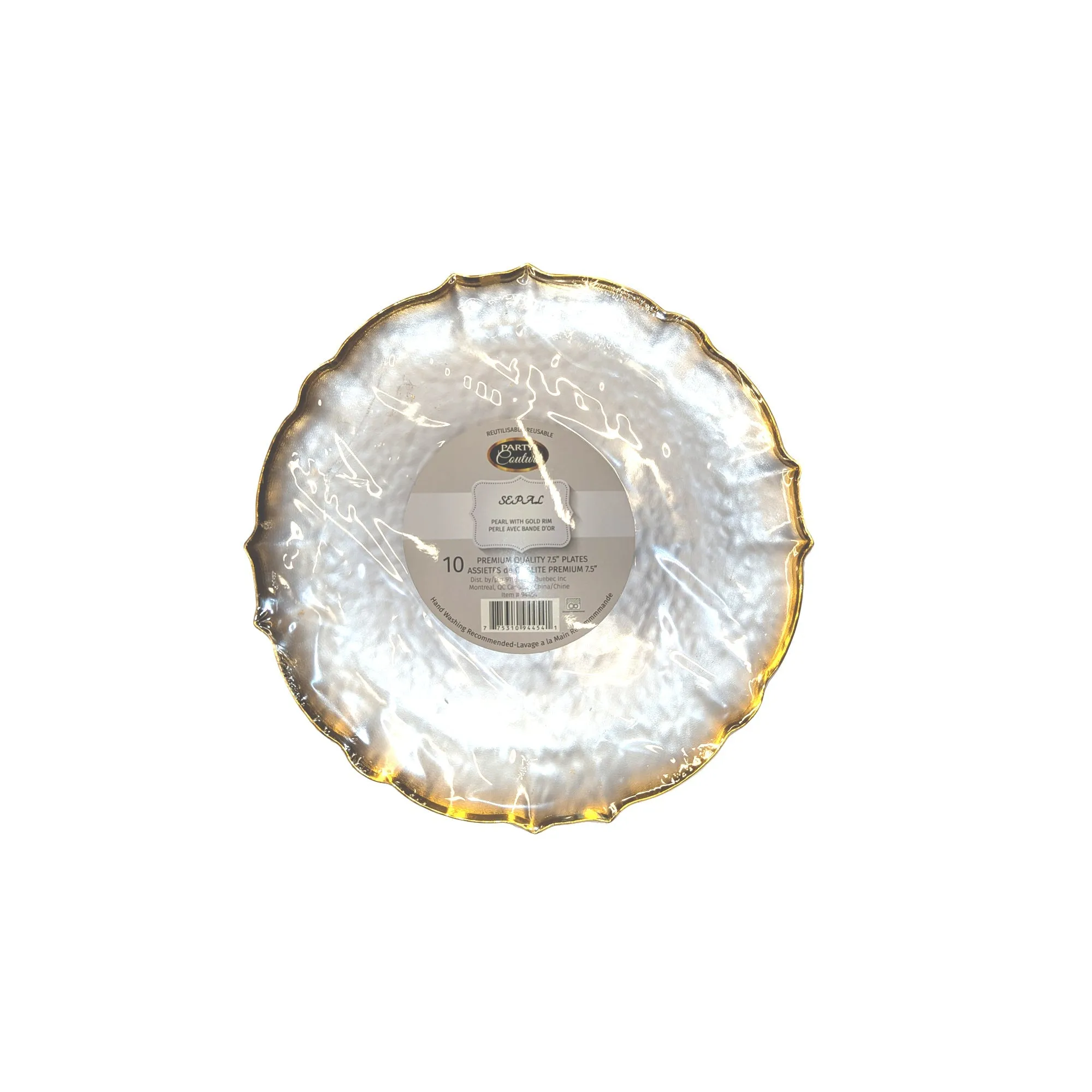 Clear Plear Premium Quality Small Plates with Gold Rim, 7 Inches, 10 Count