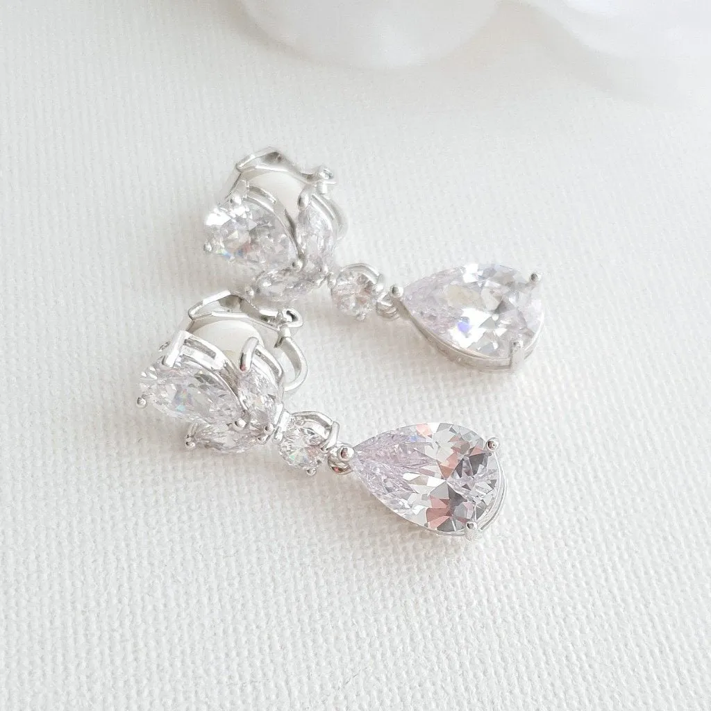 Clip on Drop Earrings Rose Gold-Nicole