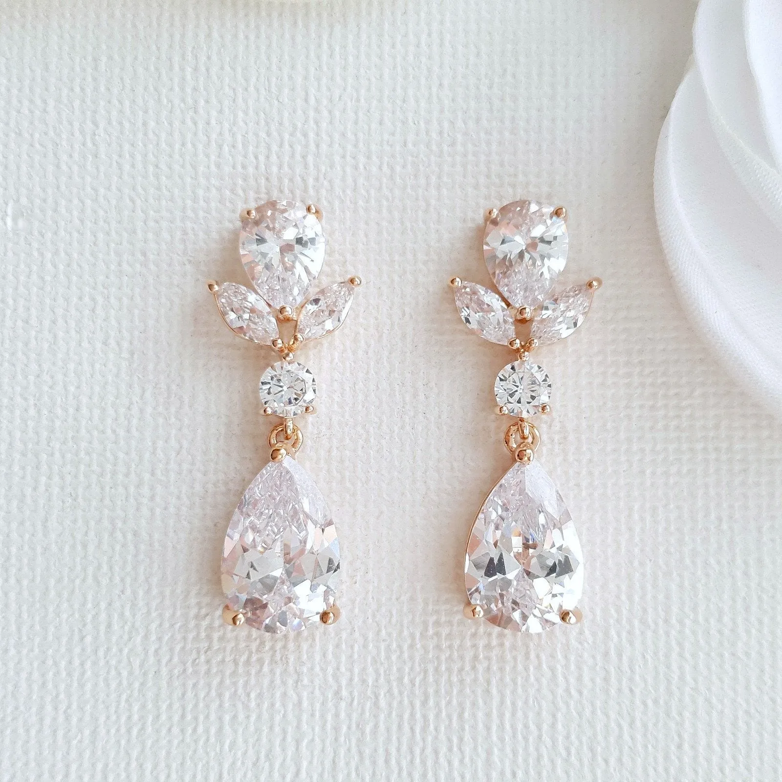 Clip on Drop Earrings Rose Gold-Nicole
