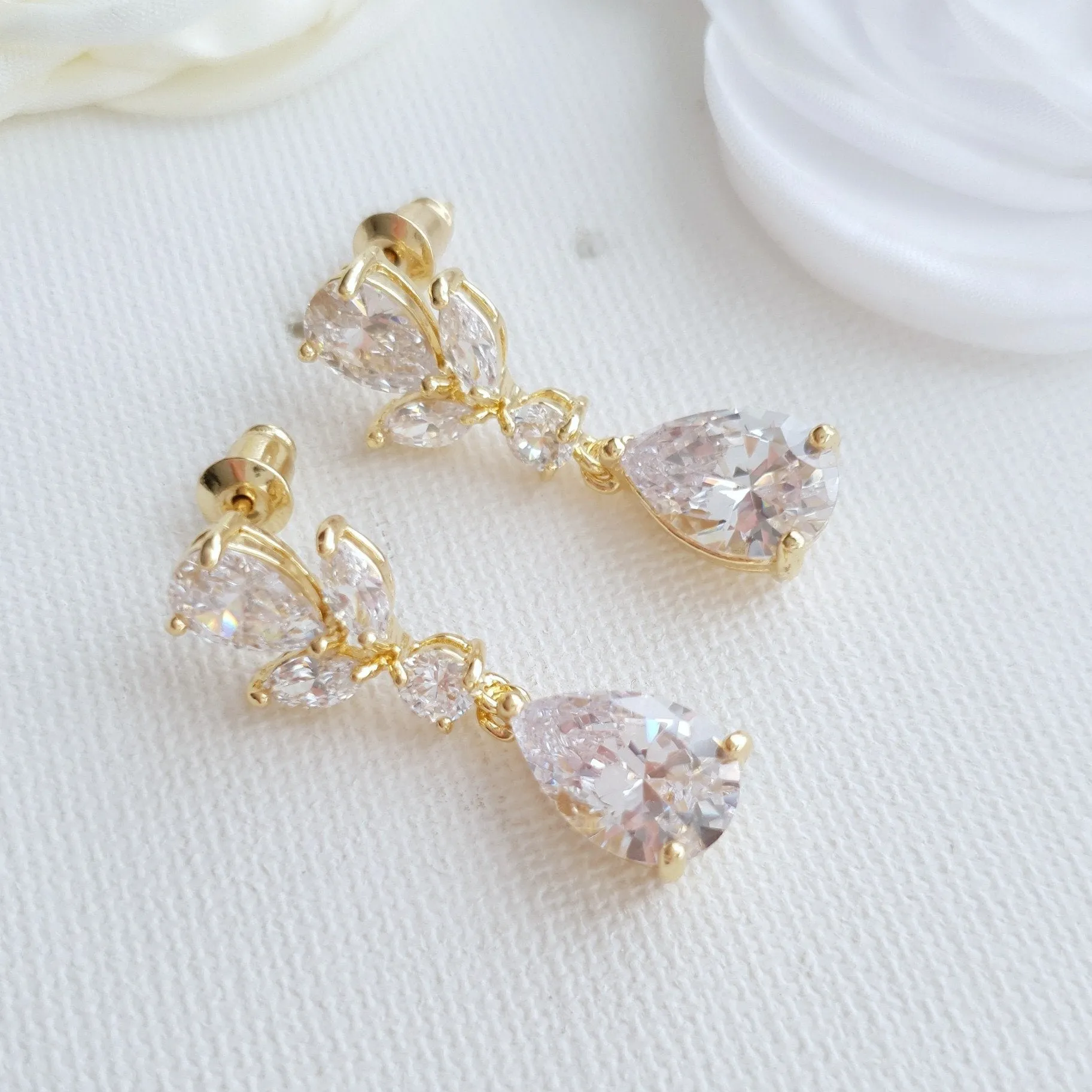 Clip on Drop Earrings Rose Gold-Nicole