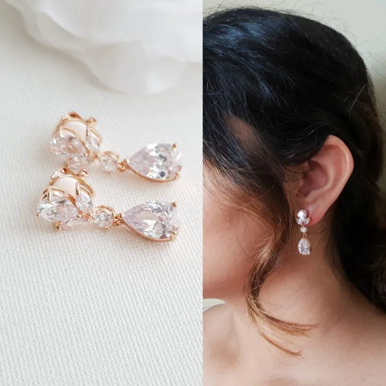 Clip on Drop Earrings Rose Gold-Nicole