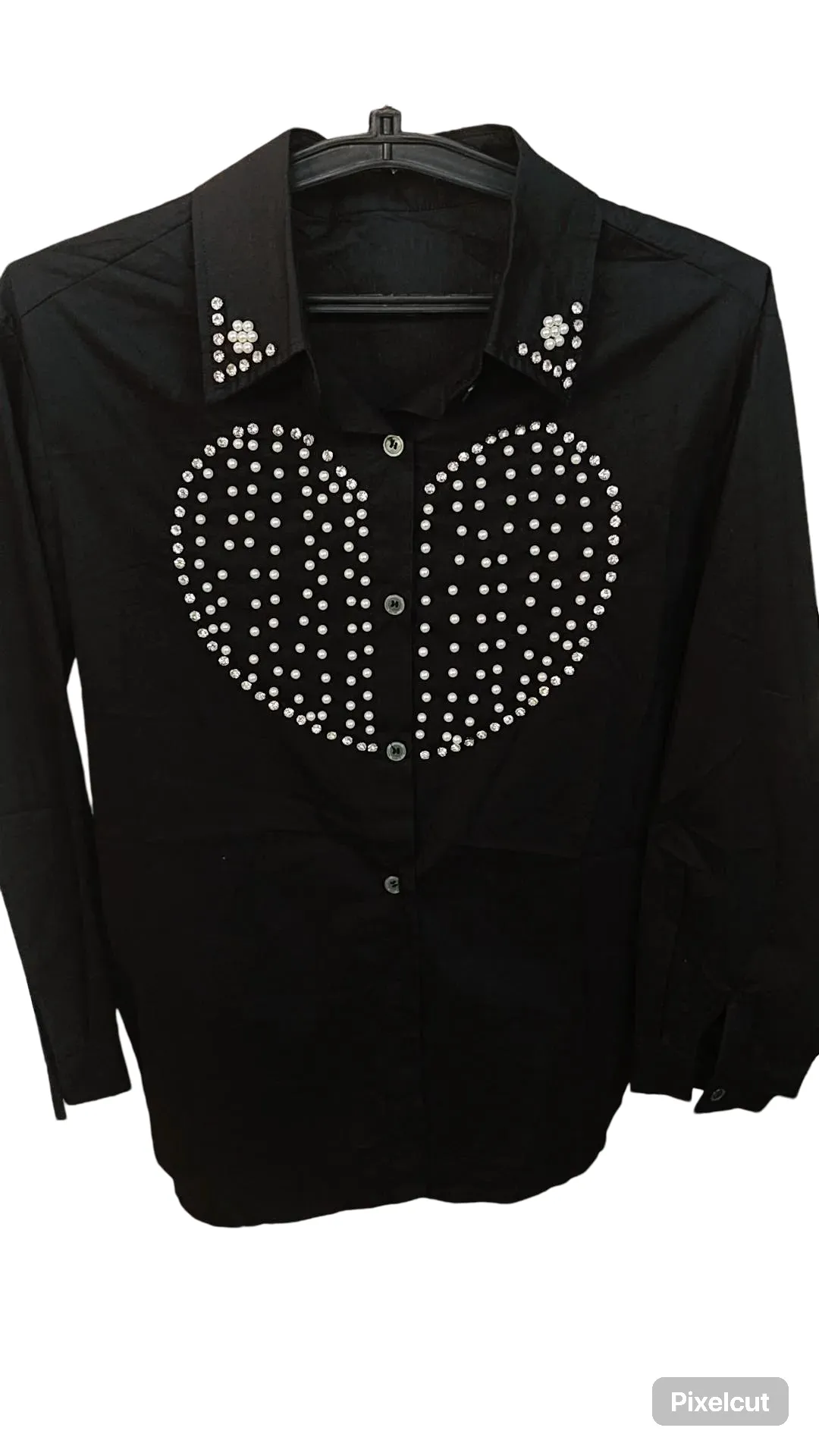 Cotton shirt with pearl n studs