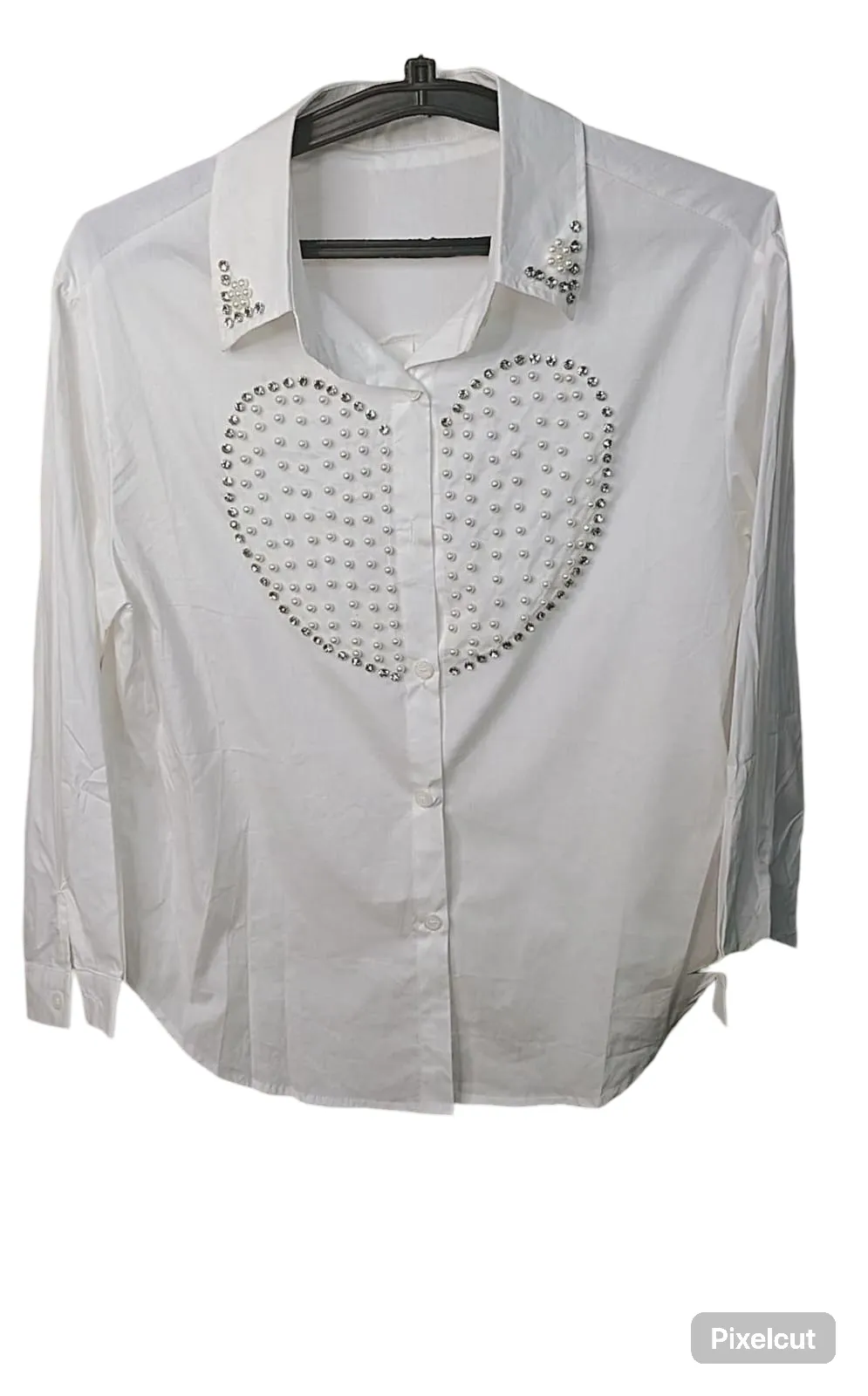 Cotton shirt with pearl n studs