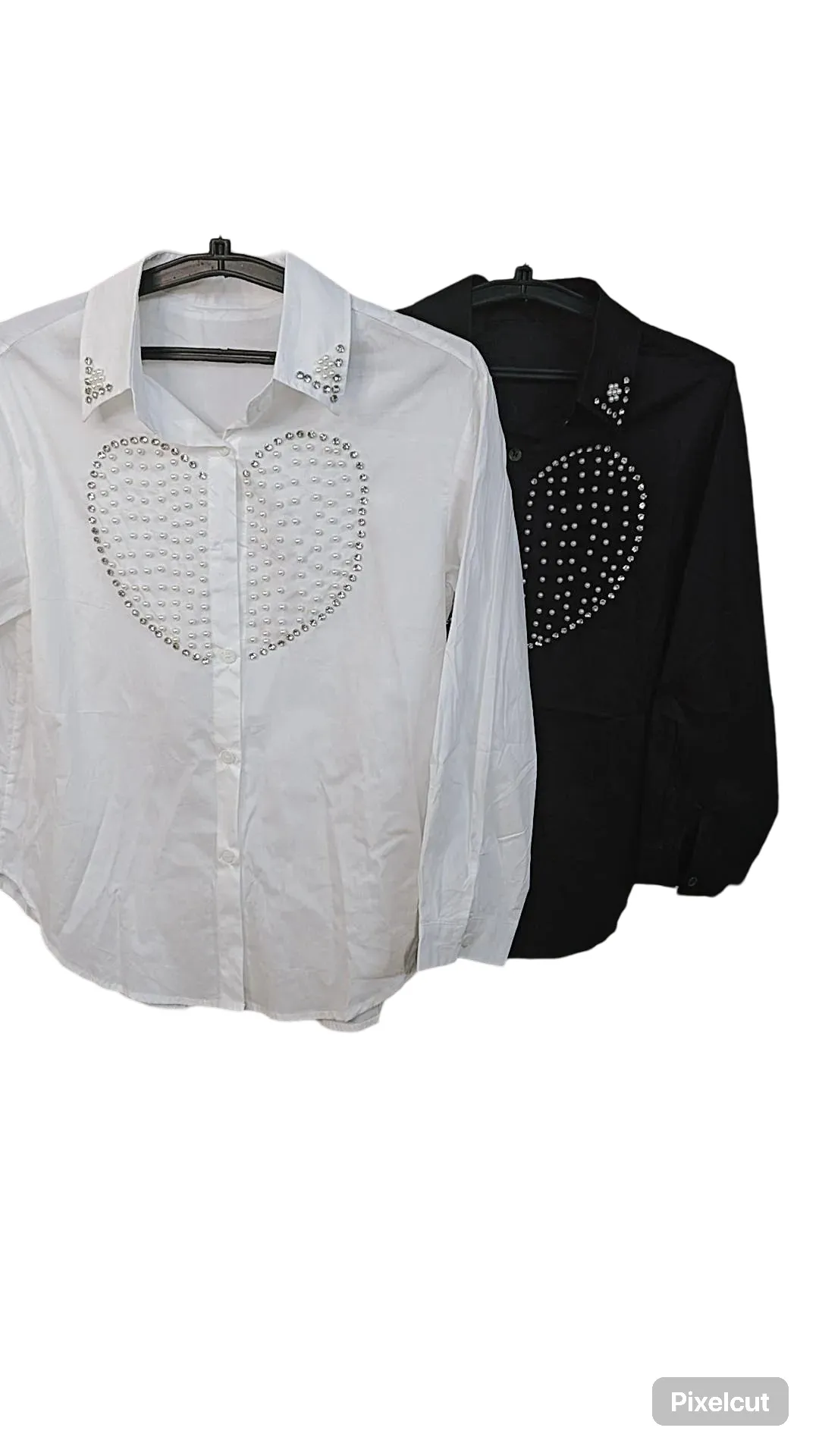 Cotton shirt with pearl n studs