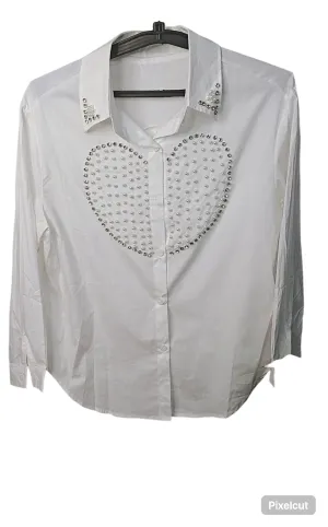 Cotton shirt with pearl n studs