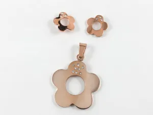 Cute Delicate Flower Rose Gold Steel Set