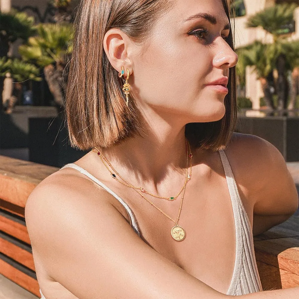 Dainty Chain Choker Necklace 18K Gold Plated Colorfull Link Chokers for Women Multicolor Necklaces Jewelry