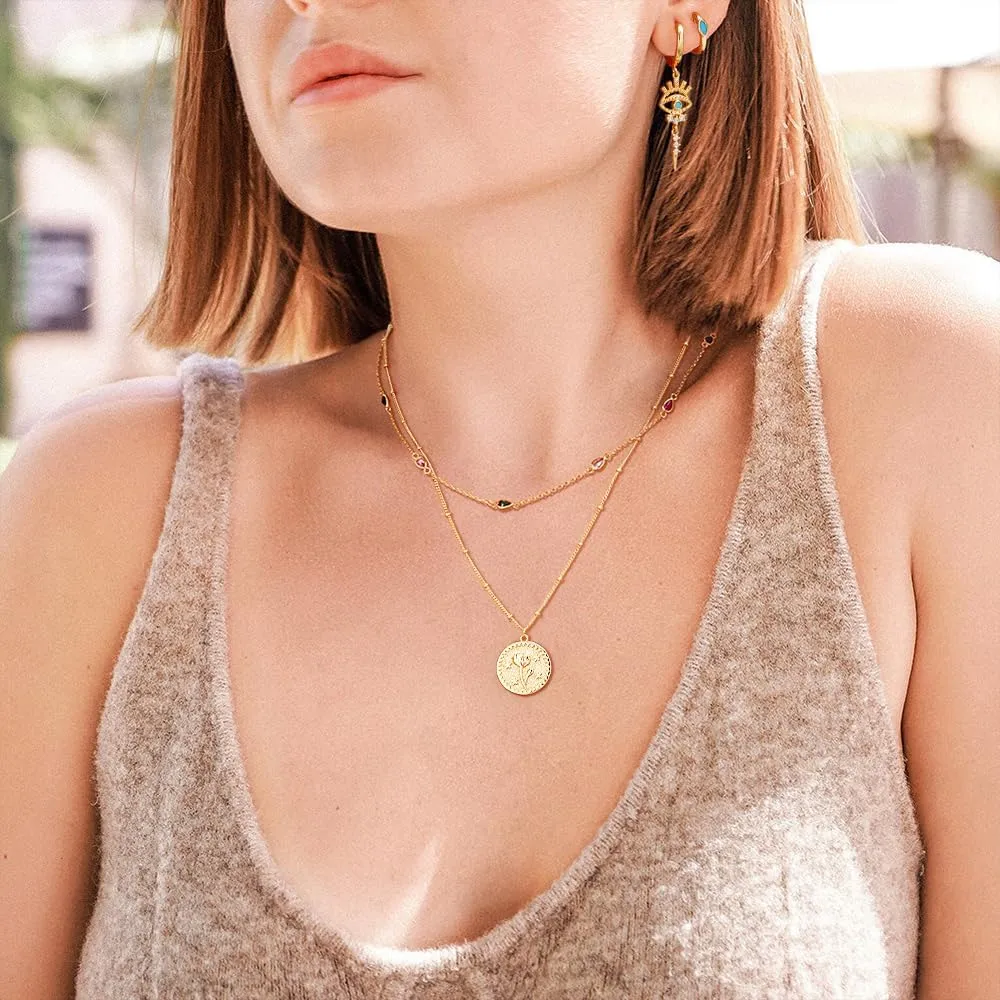 Dainty Chain Choker Necklace 18K Gold Plated Colorfull Link Chokers for Women Multicolor Necklaces Jewelry