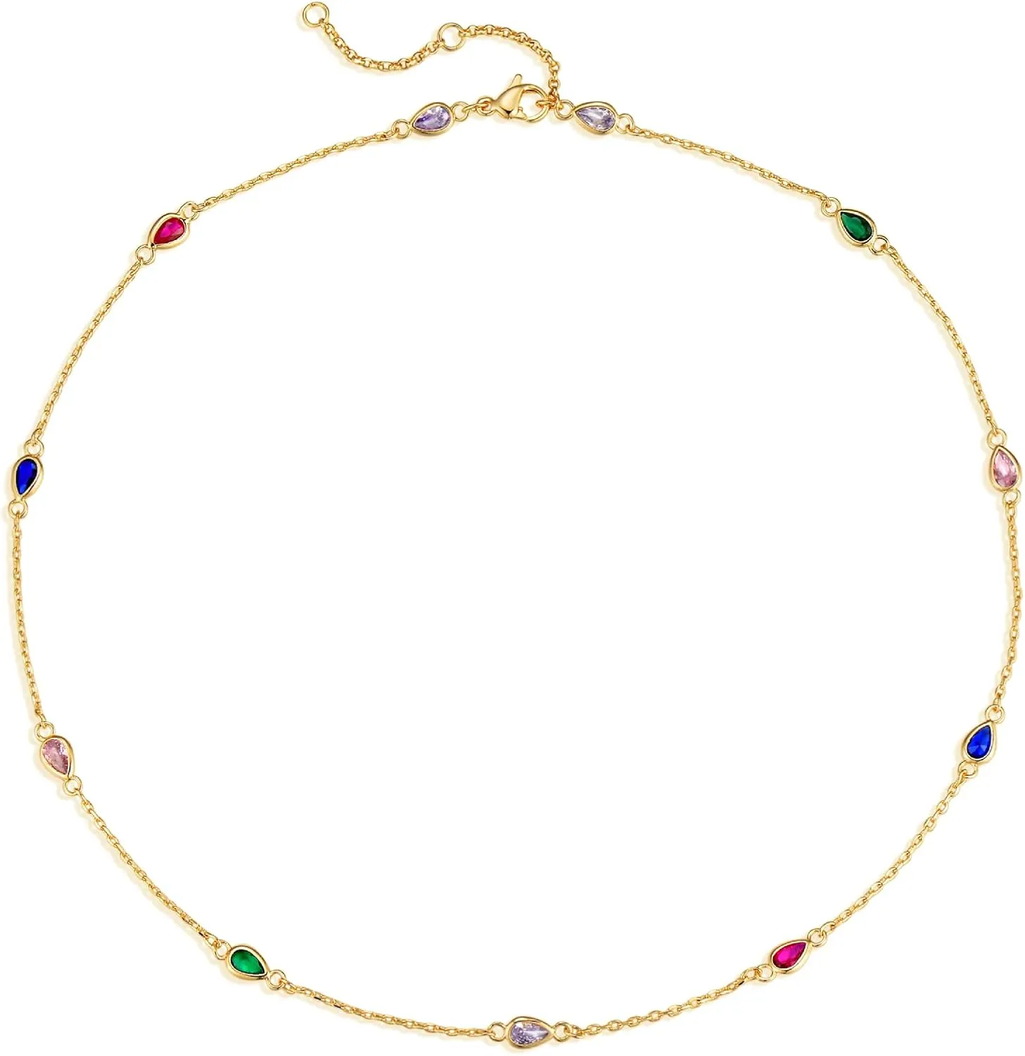 Dainty Chain Choker Necklace 18K Gold Plated Colorfull Link Chokers for Women Multicolor Necklaces Jewelry